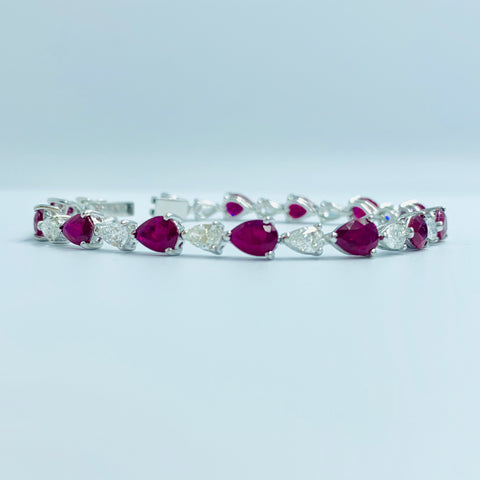 Ruby and Diamond Pear Bracelet - UAEJEWELS