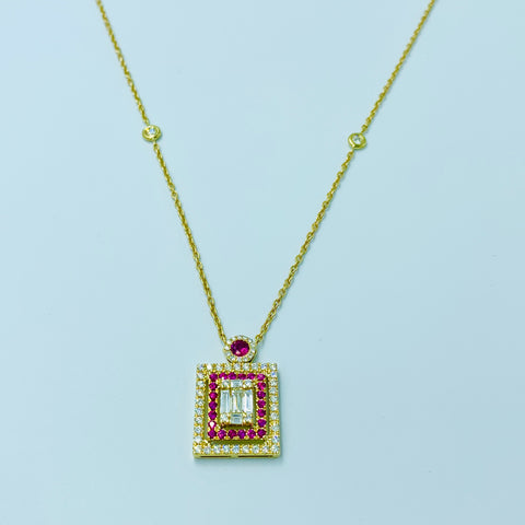 Tajreedi- Diamond And Ruby Necklace - UAEJEWELS