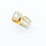 Rose Gold  Diamond Cluster Solitaire Ring 18k