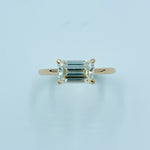 Solitaires- Horizontal Emerald Ring - UAEJEWELS