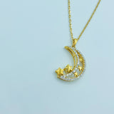 Hilal- Twinkling Crescent  Diamond Necklace