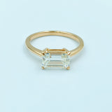 Solitaires- Horizontal Emerald Ring - UAEJEWELS