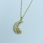 Hilal- Twinkling Crescent  Diamond Necklace