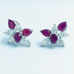 Ruby Diamond Leaf Earrings - UAEJEWELS